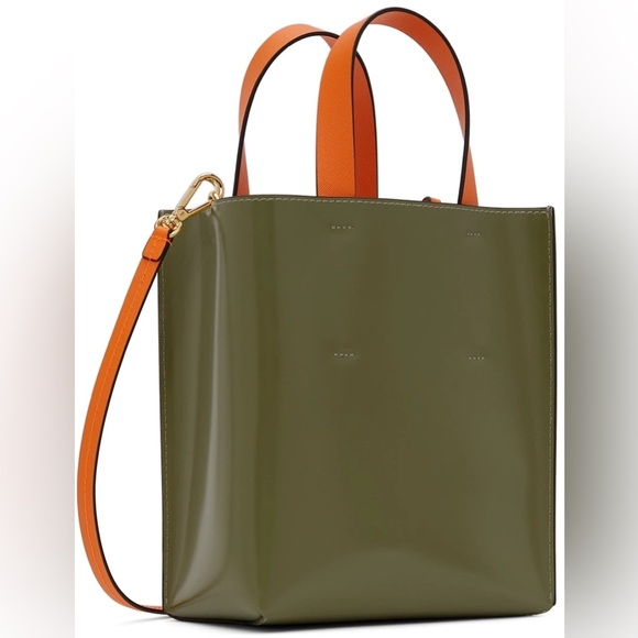 Marni Mini Museo Tote bag in green and orange. - Picture 15 of 16